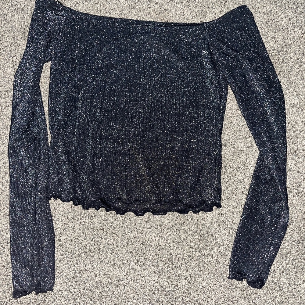 Sparkly off the shoulder top
